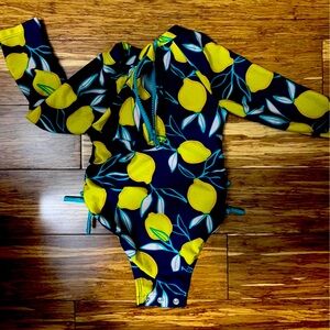 Lemon Print Kids Swimwear